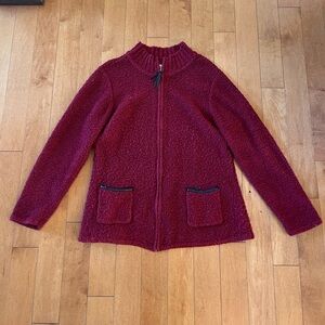 COLDWATER CREEK Zip Front Sweater Jacket Red L